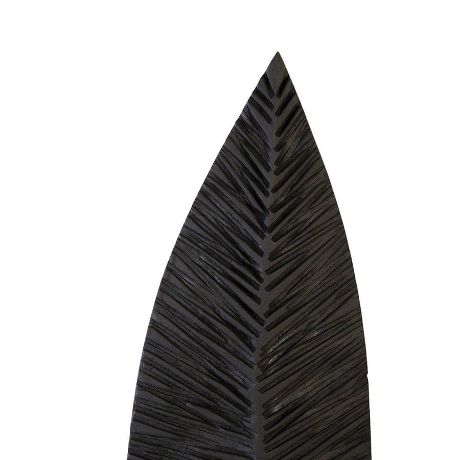 CARVED BLACK LEAF FLOOR SCULPTURES