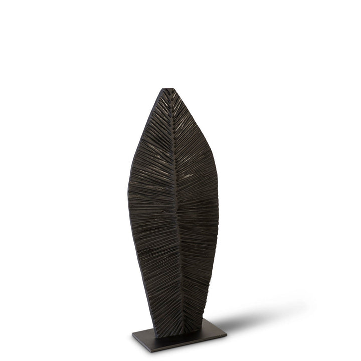 CARVED BLACK LEAF FLOOR SCULPTURES