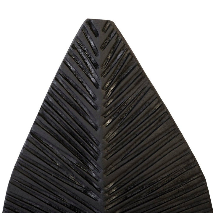 CARVED BLACK LEAF FLOOR SCULPTURES