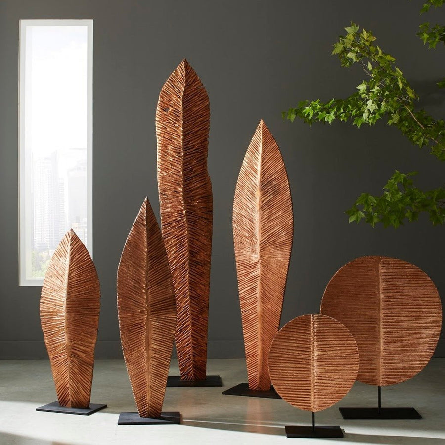 CARVED COPPER LEAF FLOOR SCULPTURES