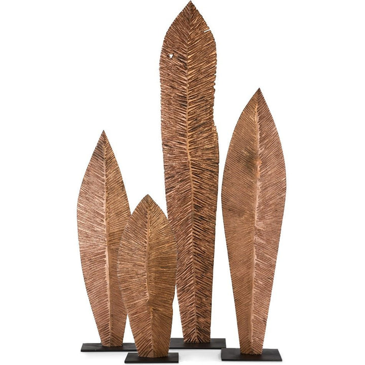 CARVED COPPER LEAF FLOOR SCULPTURES