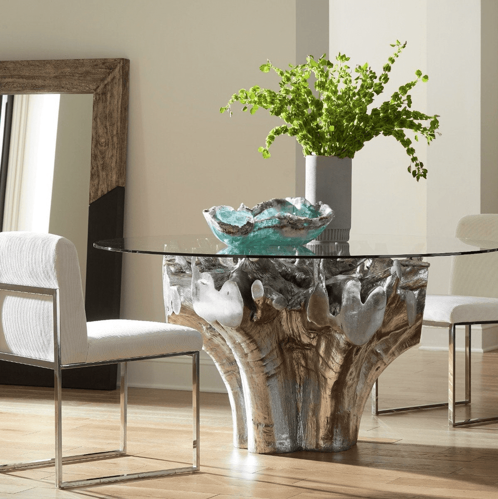 CAST ROOT DINING TABLE: SILVER