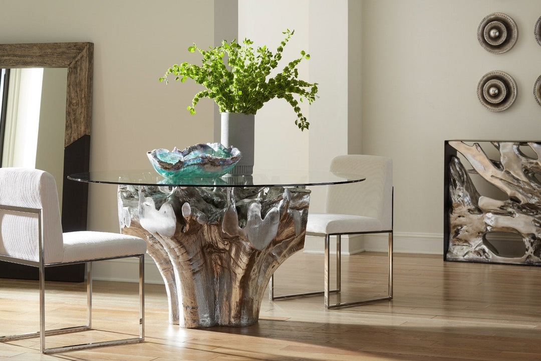 CAST ROOT DINING TABLE: SILVER