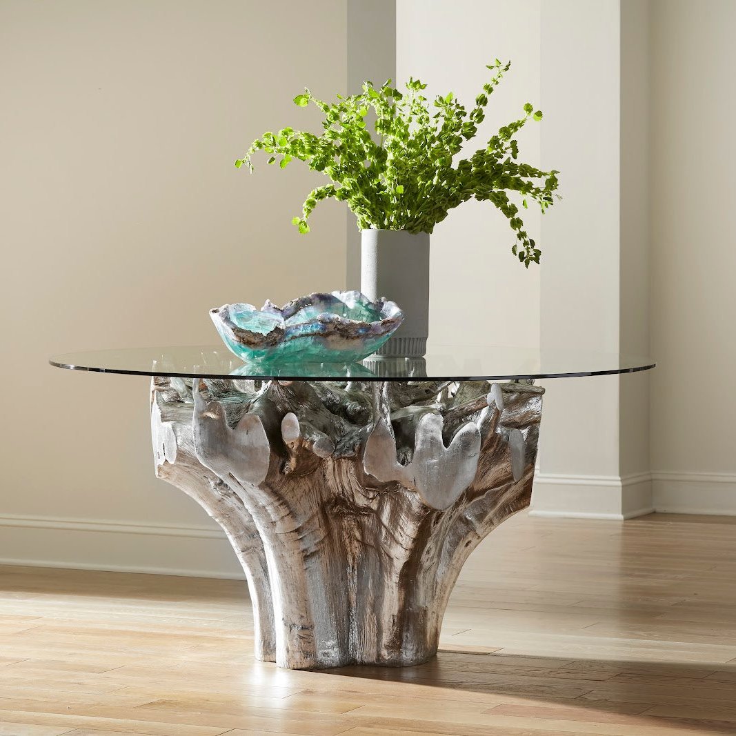 CAST ROOT DINING TABLE: SILVER