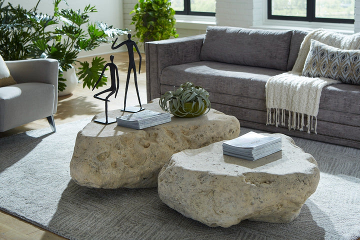 CAST STONE BOULDER INDOOR - OUTDOOR COFFEE TABLE