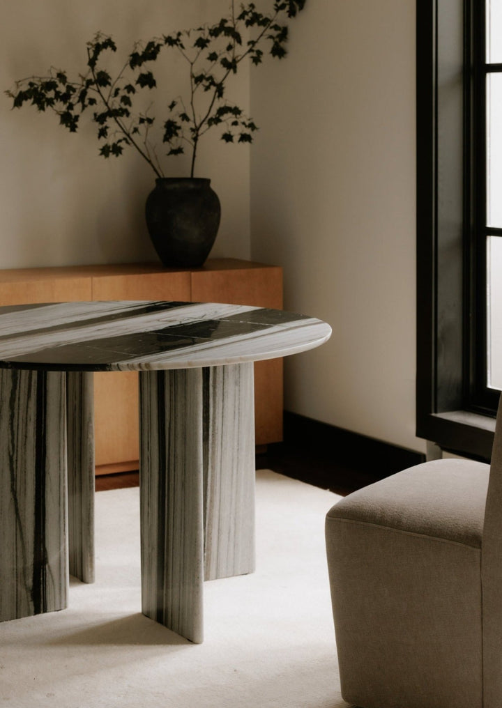 CELIA 48IN ROUND MARBLE DINING TABLE