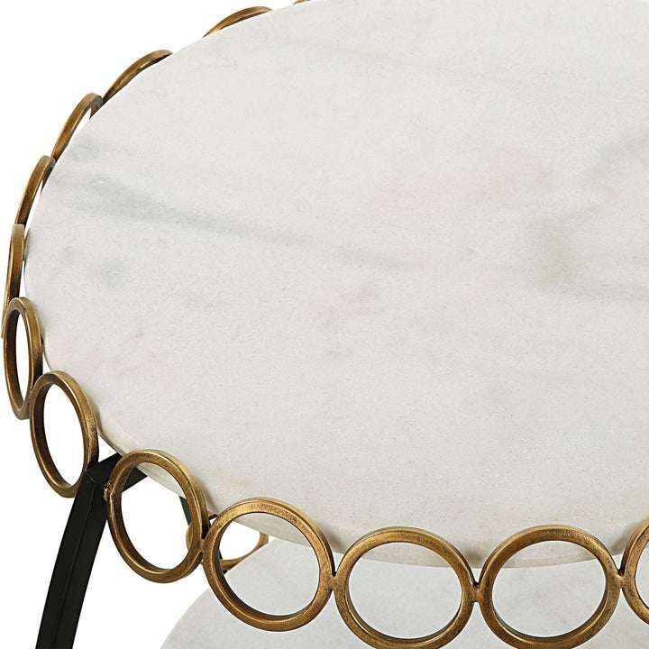 CHAINLINK WHITE MARBLE SIDE TABLE