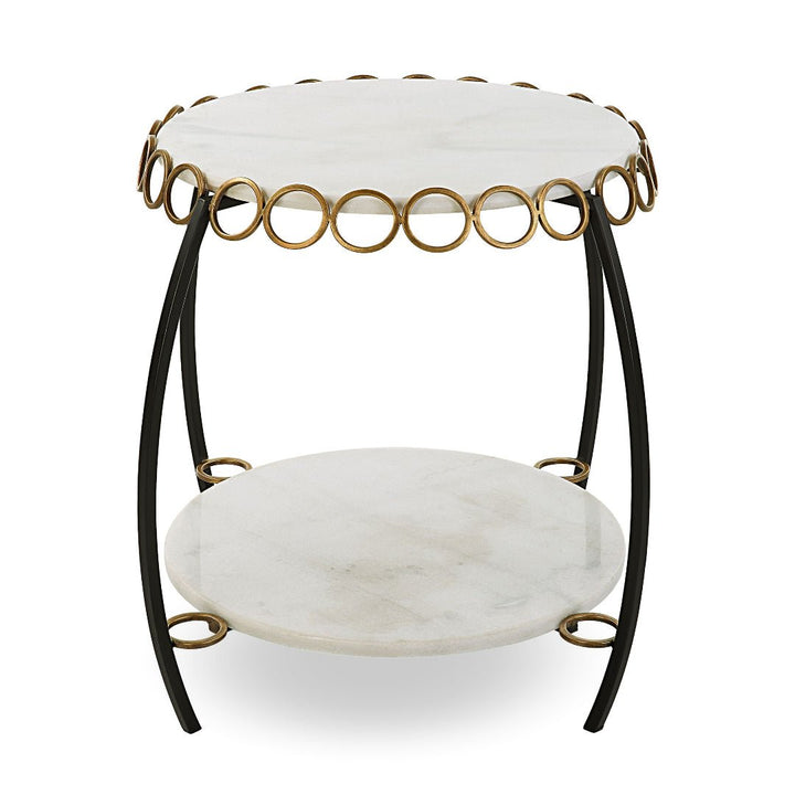 CHAINLINK WHITE MARBLE SIDE TABLE