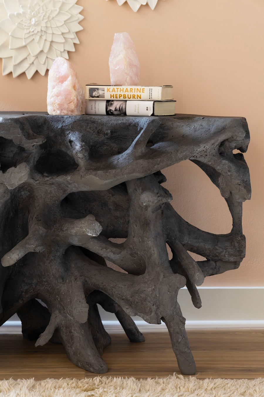 CHARCOAL STONE CAST ROOT CONSOLE