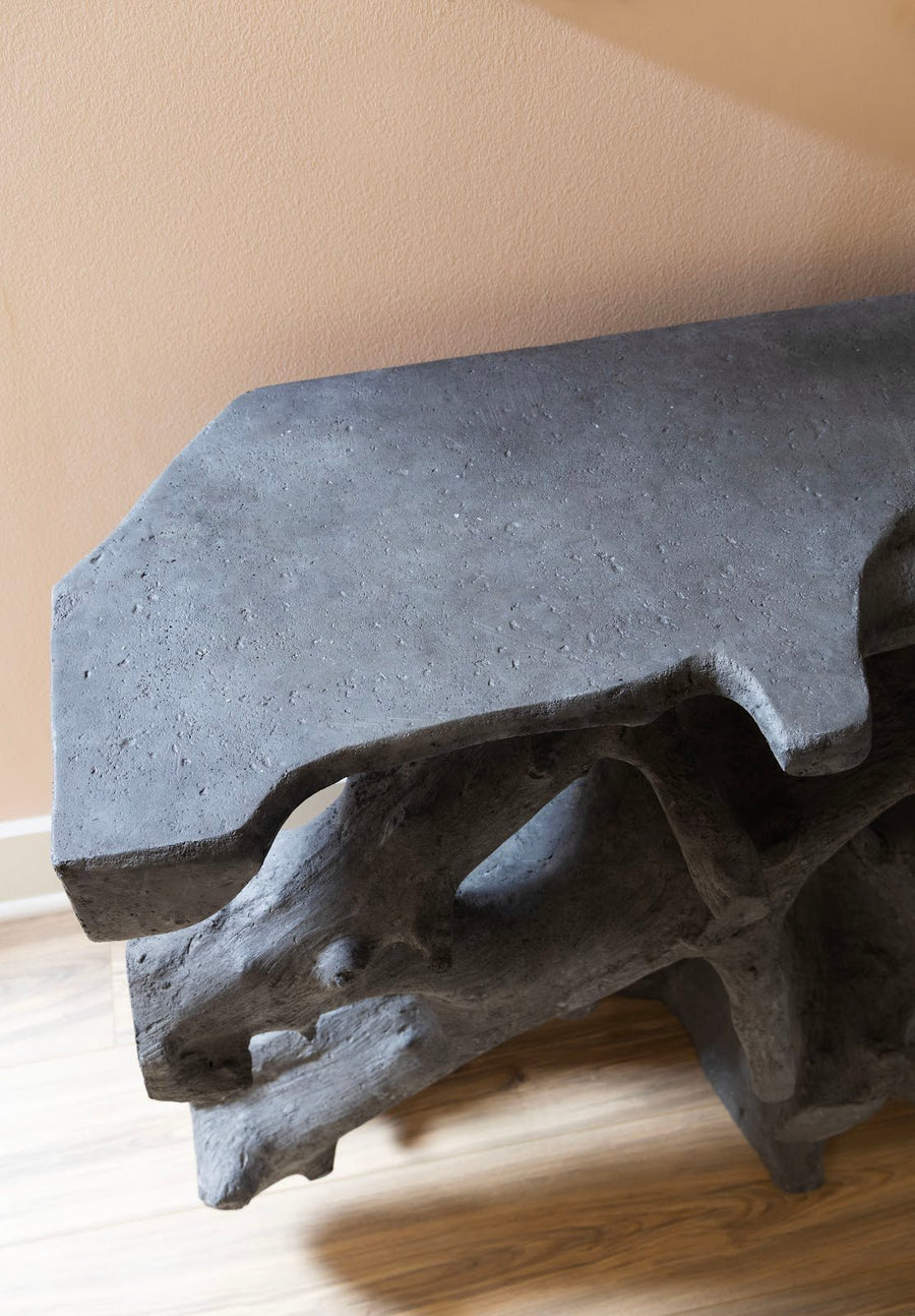 CHARCOAL STONE CAST ROOT CONSOLE