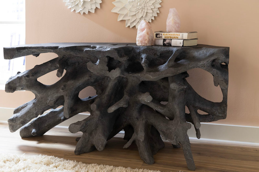 CHARCOAL STONE CAST ROOT CONSOLE