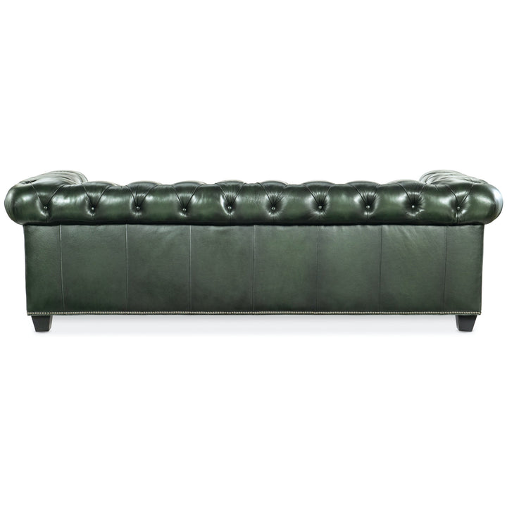 CHARLESTON VINTAGE GREEN LEATHER SOFA: SARZANA PORTAL