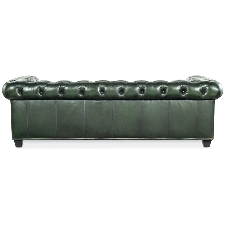 CHARLESTON VINTAGE GREEN LEATHER SOFA: SARZANA PORTAL