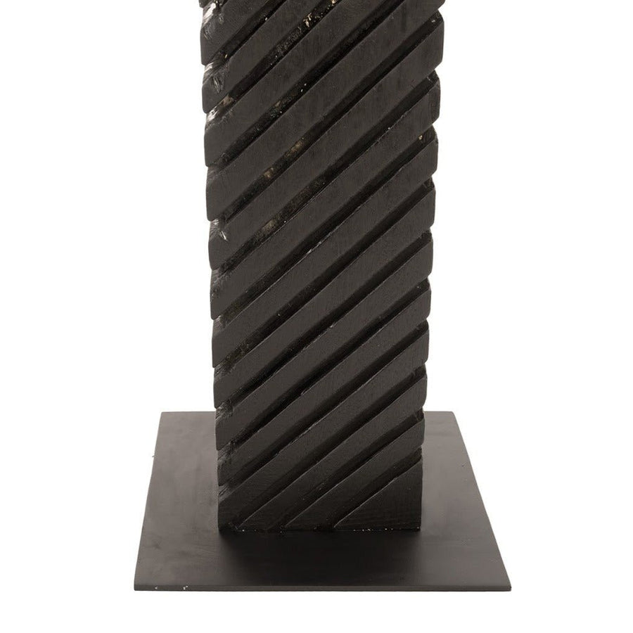 CHARRED BLACK WOOD ABSTRACT FLOOR SCULPTURES