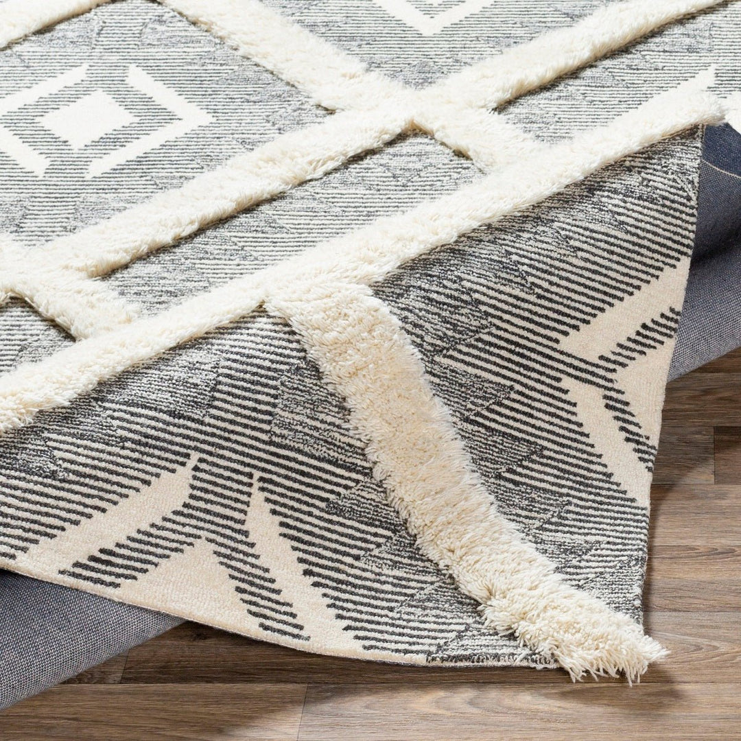 CHEROKEE DIAMOND WOOL RUG: CHARCOAL + CREAM