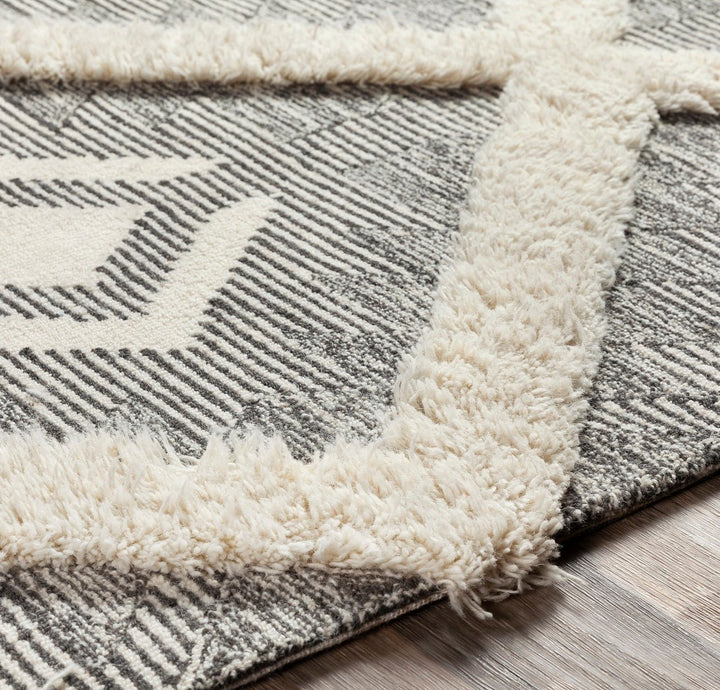 CHEROKEE DIAMOND WOOL RUG: CHARCOAL + CREAM