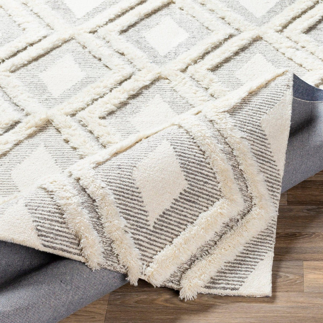 CHEROKEE DIAMOND WOOL RUG: CREAM + STONE