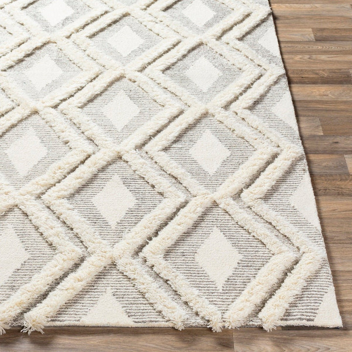 CHEROKEE DIAMOND WOOL RUG: CREAM + STONE