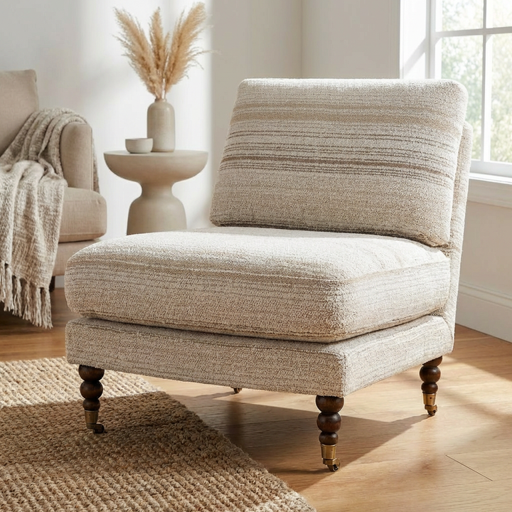 CHILTON BOUCLE STRIPED SLIPPER CHAIR