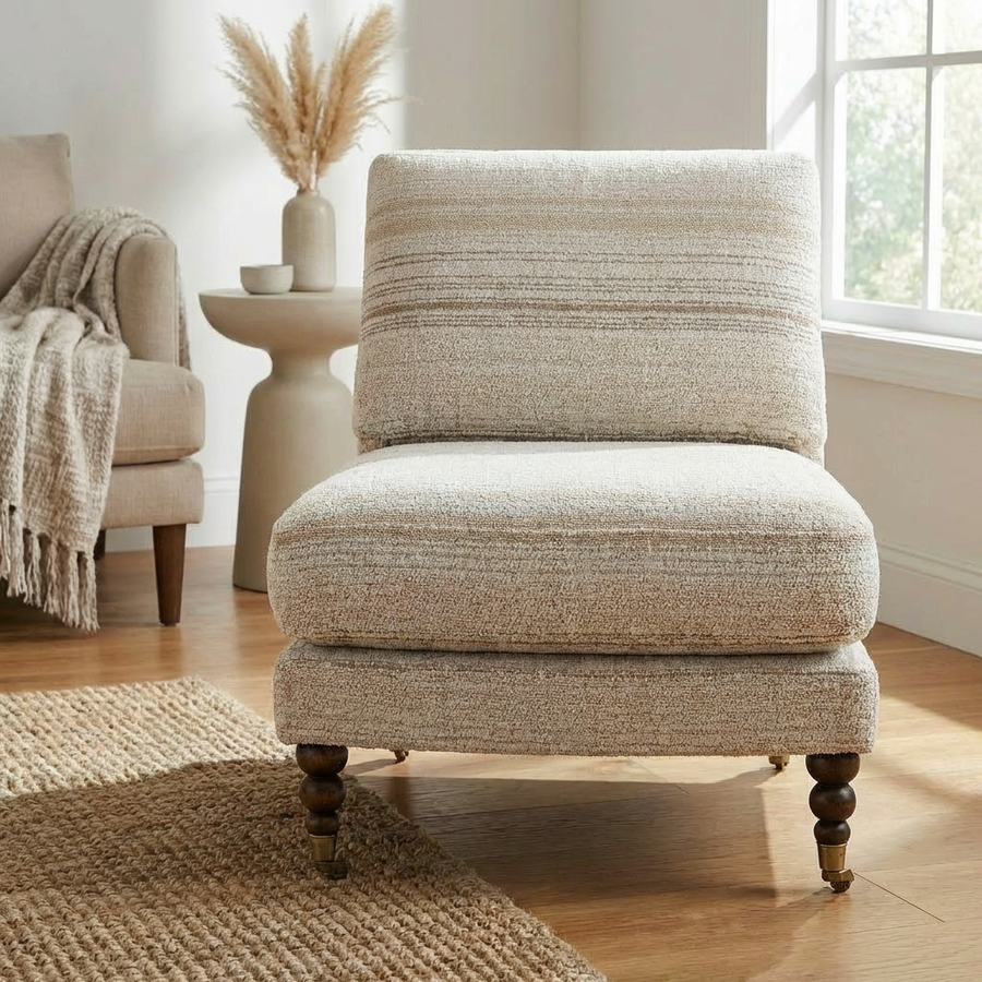 CHILTON BOUCLE STRIPED SLIPPER CHAIR
