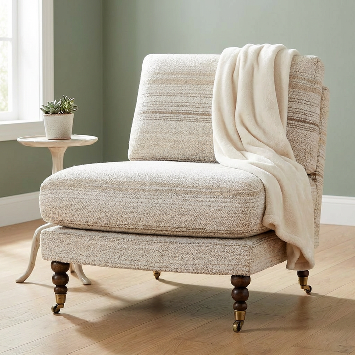 CHILTON BOUCLE STRIPED SLIPPER CHAIR