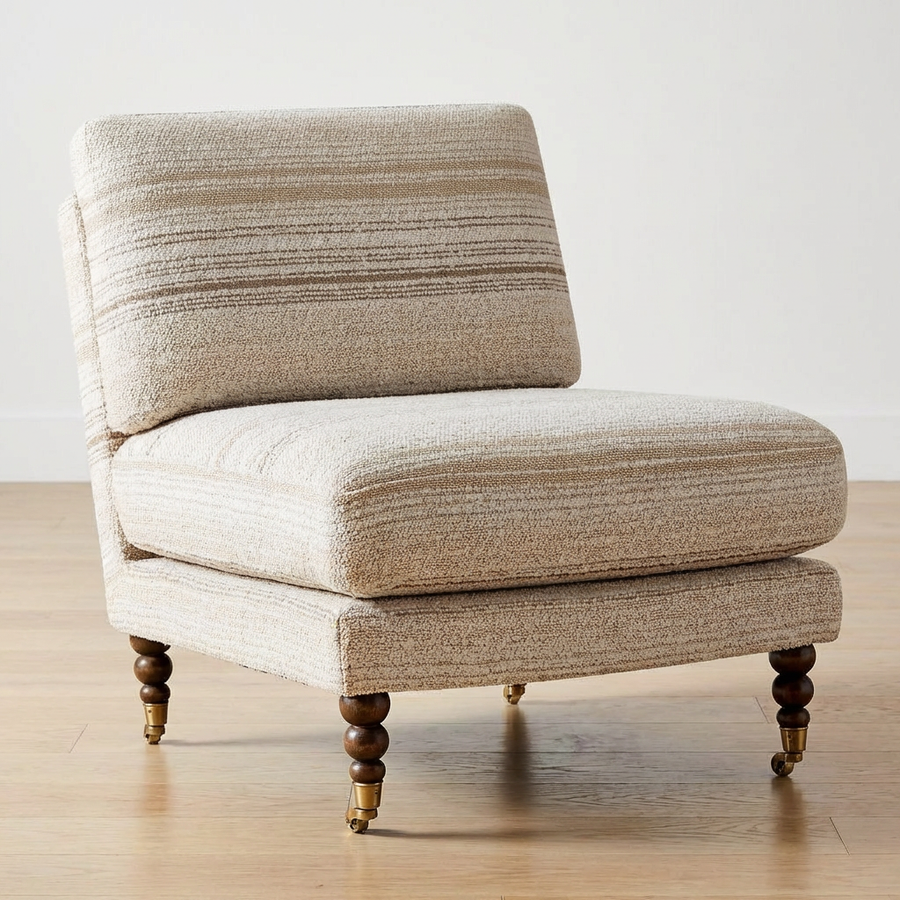 CHILTON BOUCLE STRIPED SLIPPER CHAIR