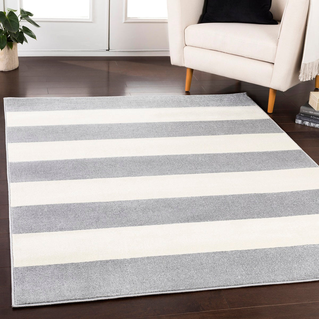 CHUNKY STRIPES RUG: GRAY + WHITE