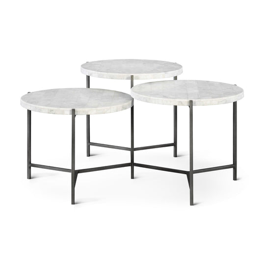 CIRC TIERED MARBLE COFFEE TABLE