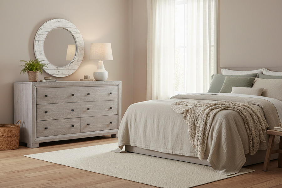 CANDACE RUSTIC GREY WASH DRESSER