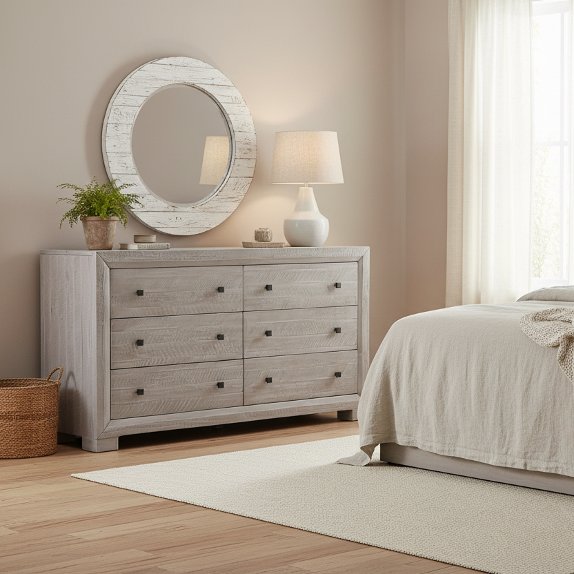 CANDACE RUSTIC GREY WASH DRESSER