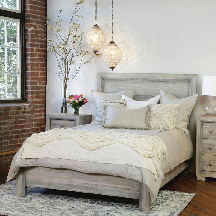 CLANCY RUSTIC GREY WASH PANEL BED