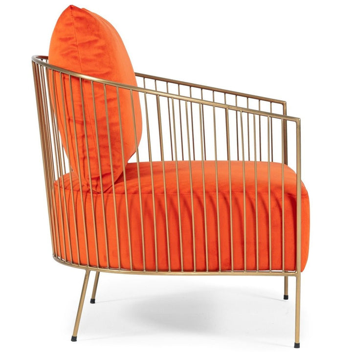 CLEMENTINE ORANGE VELVET ACCENT CHAIR