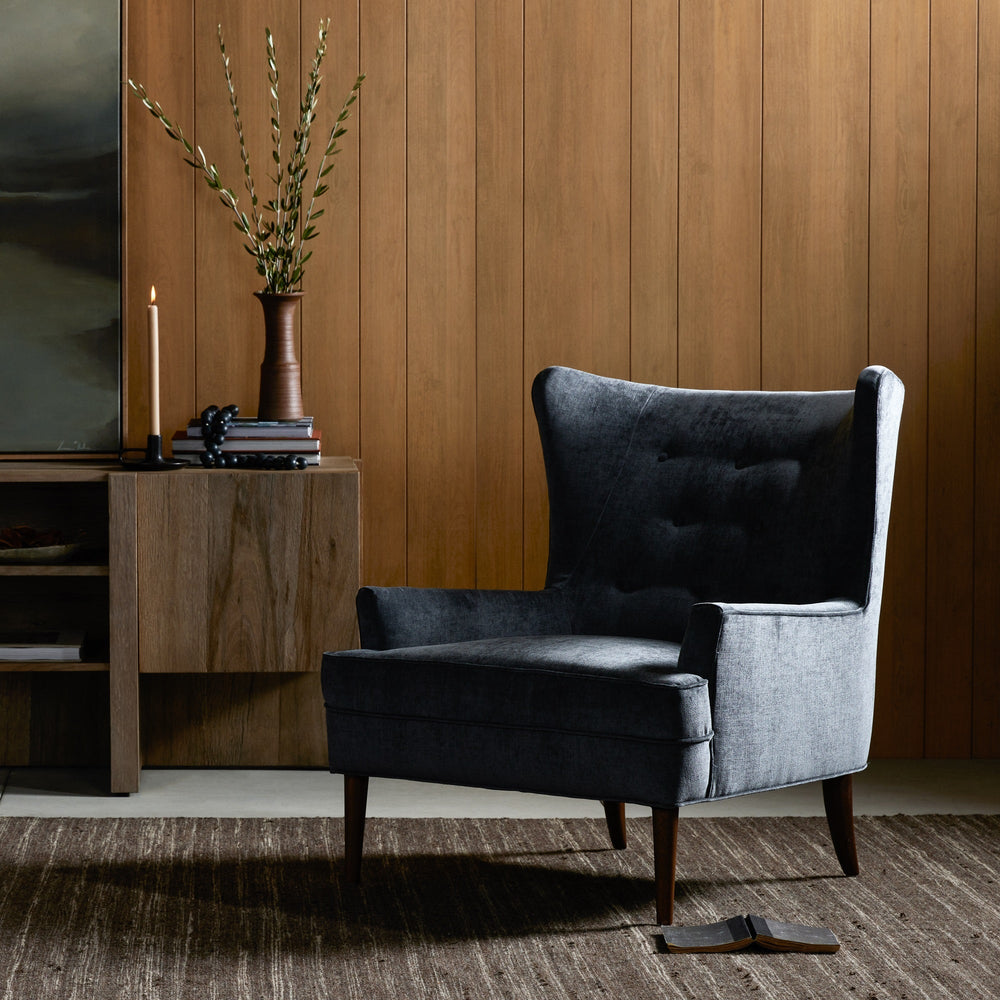 CLERMONT CHAIR: CHARCOAL WORN VELVET