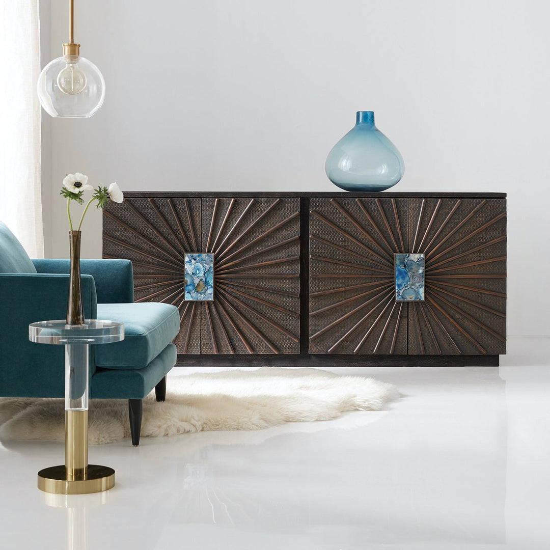 CLIO ANTIQUE BRONZE METAL CLAD CREDENZA