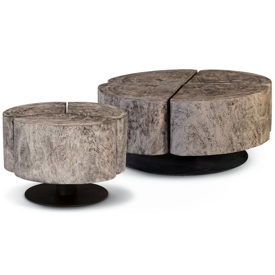 CLOVER ROUND GREY STONE COFFEE TABLE