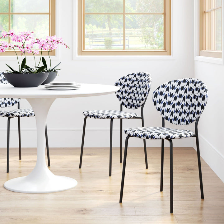 CLYDE GEOMETRIC PRINT DINING CHAIR | SET OF 2