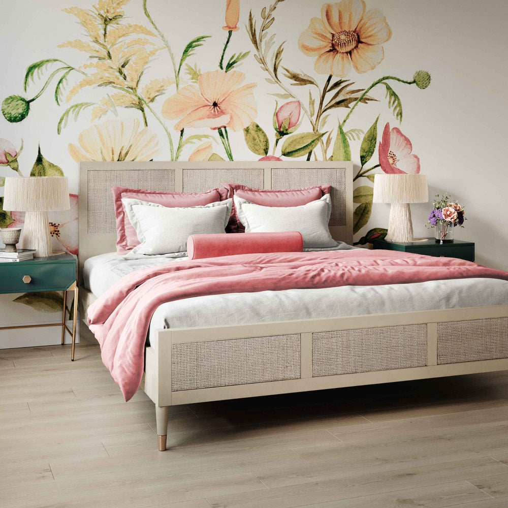 COCO ALMOND CANE PANEL BED