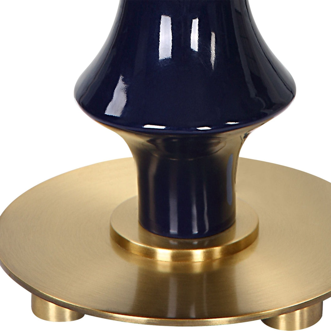 COIL COBALT GLOSS GLAZE CERAMIC LAMP