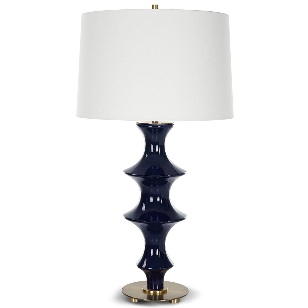 COIL COBALT GLOSS GLAZE CERAMIC LAMP