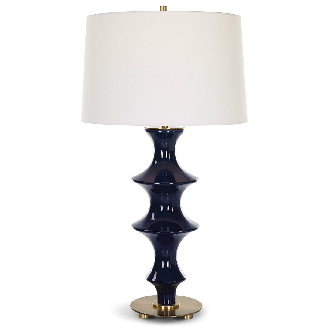 COIL COBALT GLOSS GLAZE CERAMIC LAMP