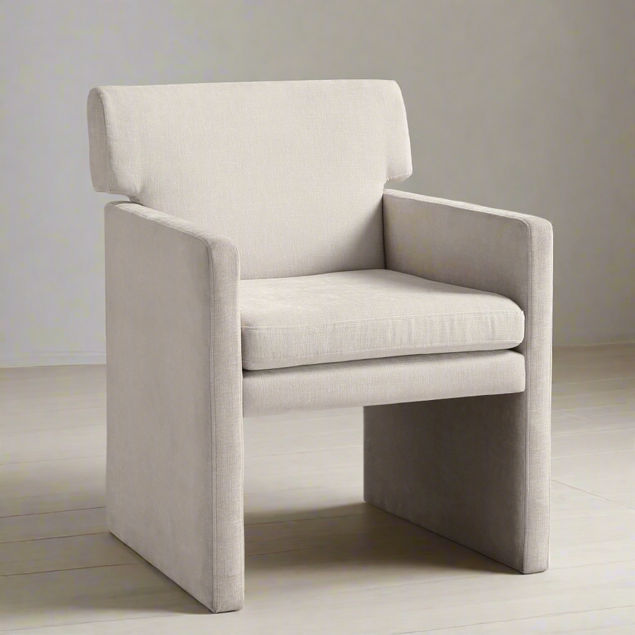 COLETTE IVORY TEXTURED VELVET DINING CHAIR