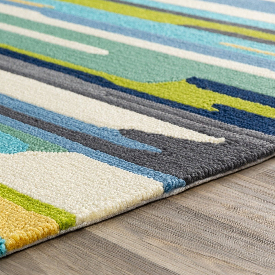 COLOR STROKES INDOOR - OUTDOOR RUG: BLUE, GREEN MULTI