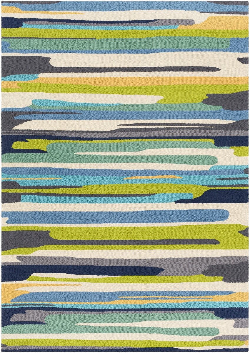 COLOR STROKES INDOOR - OUTDOOR RUG: BLUE, GREEN MULTI