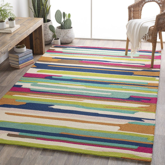 COLOR STROKES INDOOR - OUTDOOR RUG: PINK MULTI
