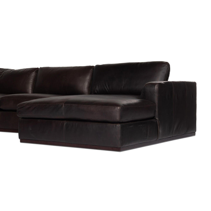 Modern Genuine Leather Sectional Dark