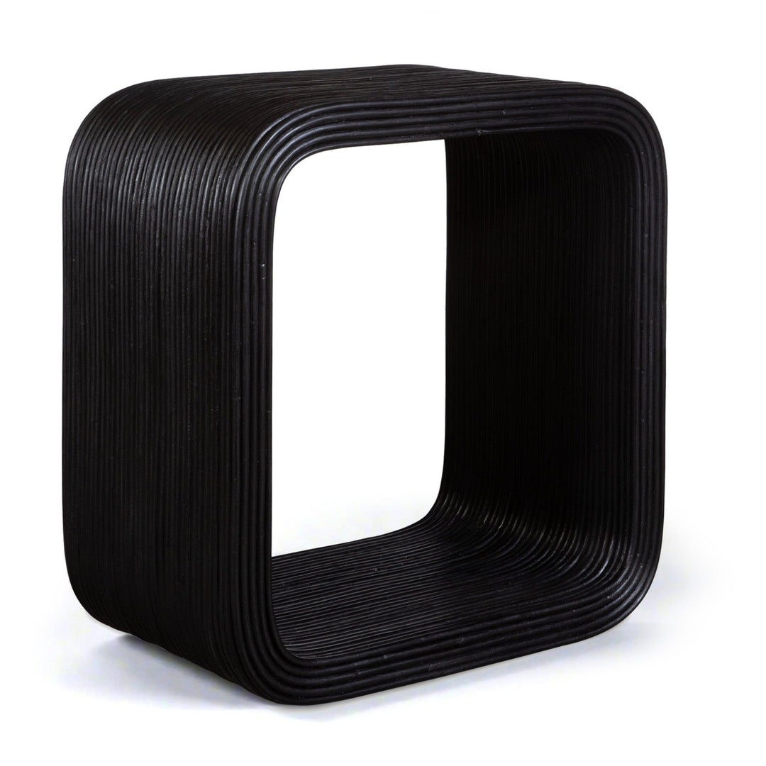 COMPTON BLACK RATTAN END TABLE