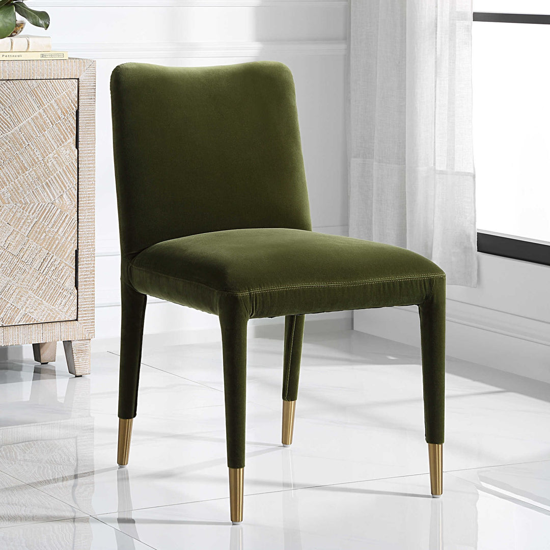 CONIFER GREEN VELVET DINING CHAIRS | SET OF 2