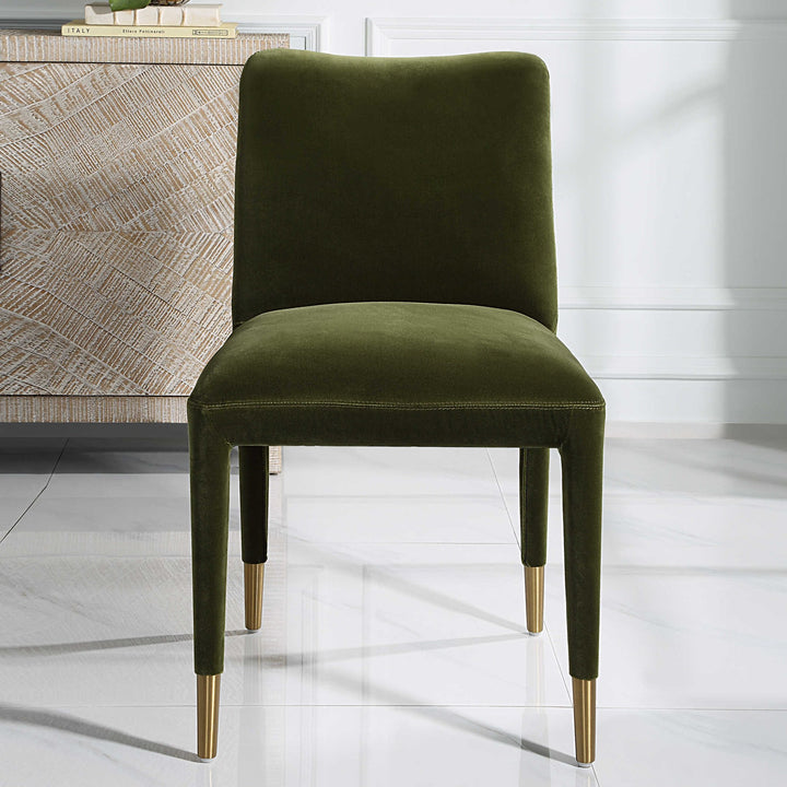 CONIFER GREEN VELVET DINING CHAIRS | SET OF 2