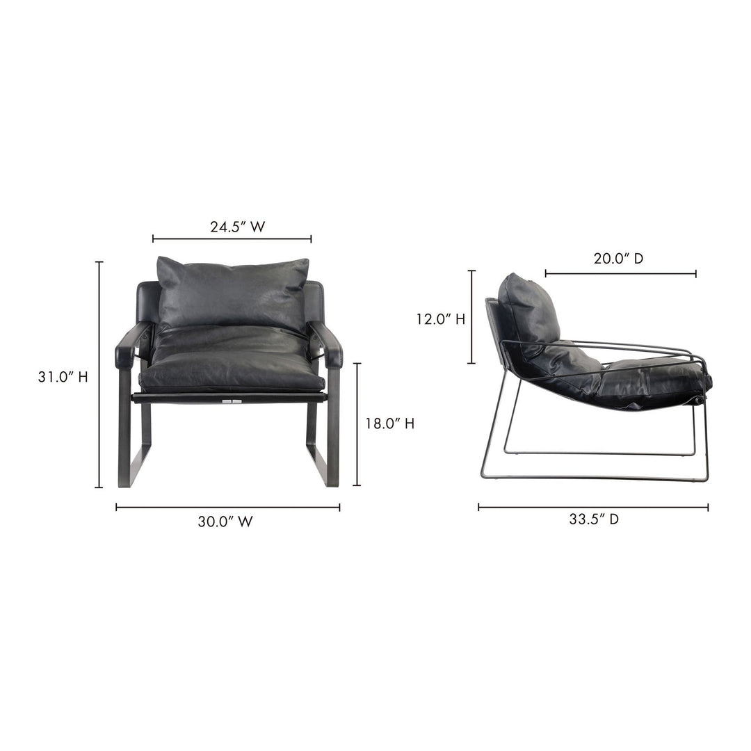 CONNOR ONYX BLACK LEATHER SLING CHAIR