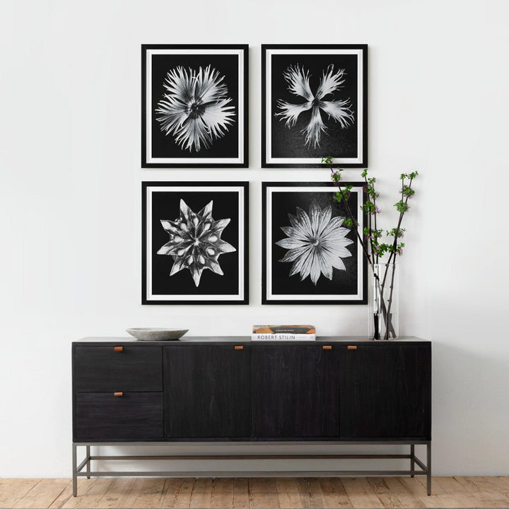 "CONTEMPORARY FLORET" GLASS FRAMED PRINTS | SET OF 4